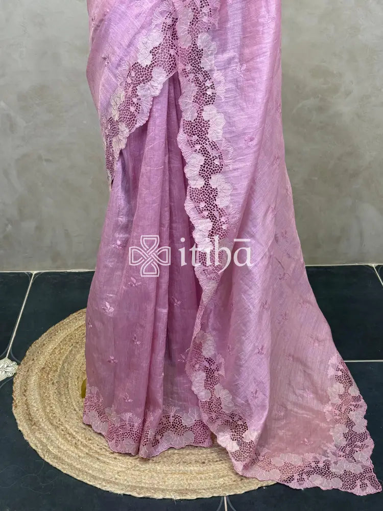 SEMI TUSSAR CUTWORK SAREE