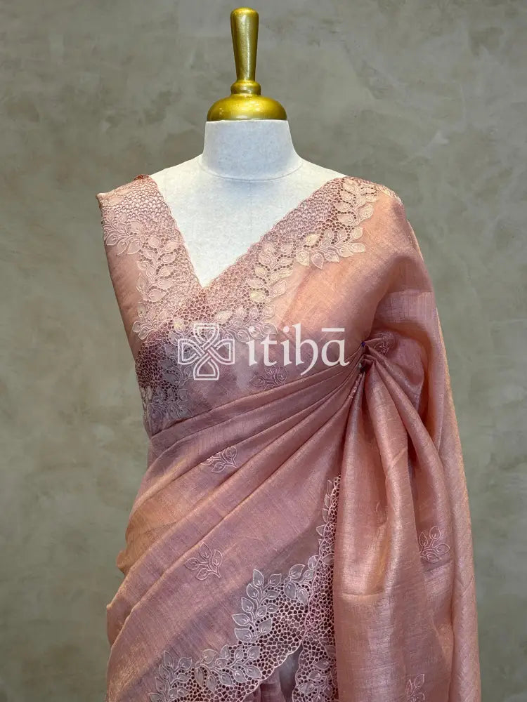 SEMI TUSSAR CUTWORK SAREE