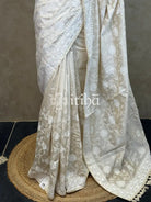 SEMI TUSSAR EMBROIDERY SAREE