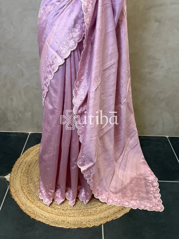 SEMI TUSSAR EMBROIDERY SAREE