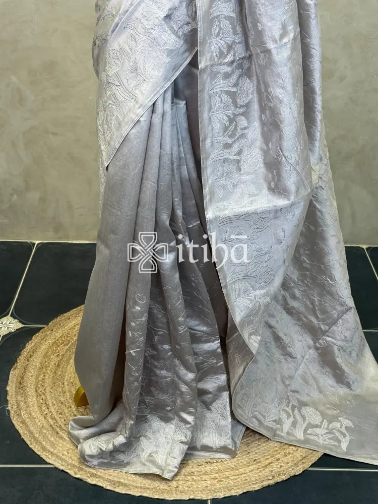 SEMI TUSSAR EMBROIDERY SAREE
