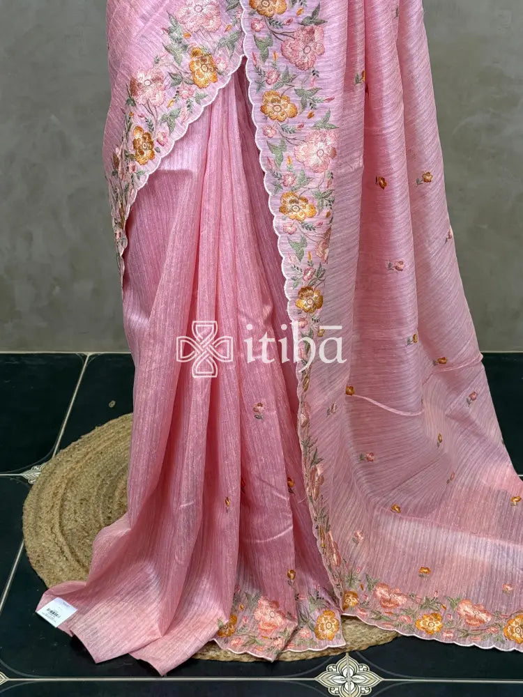 SEMI TUSSAR EMBROIDERY SAREE