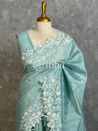SEMI TUSSAR EMBROIDERY SAREE