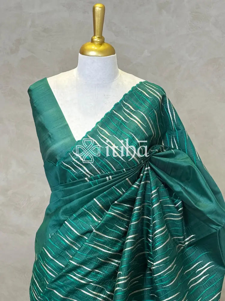SEMI TUSSAR EMBROIDERY SAREE