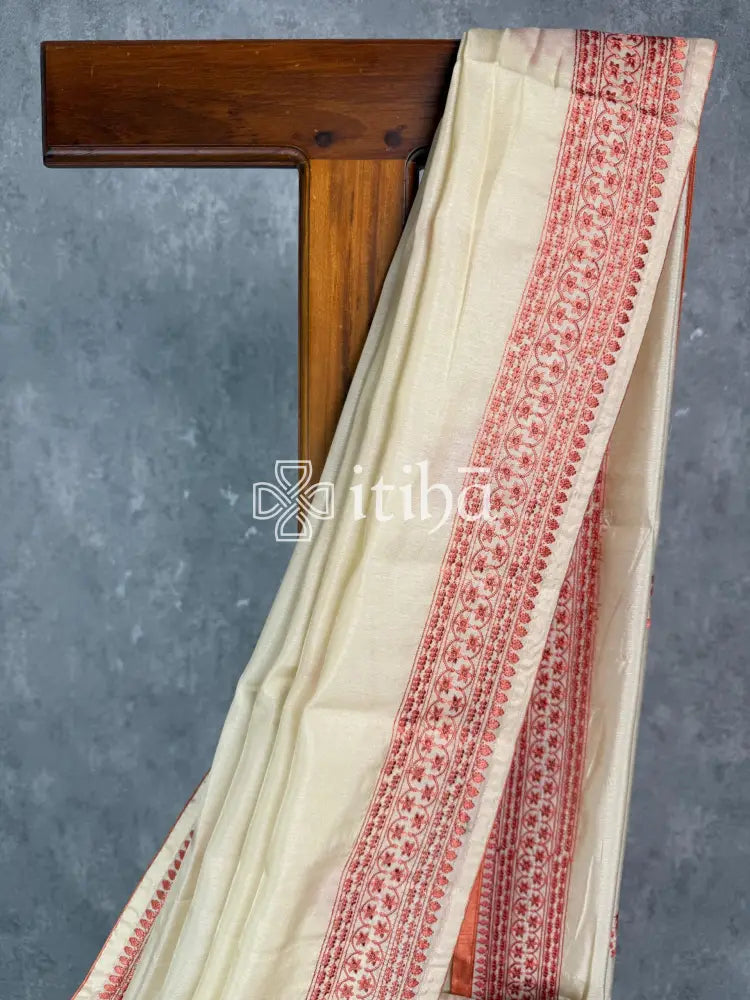 SEMI TUSSAR EMBROIDERY SAREE