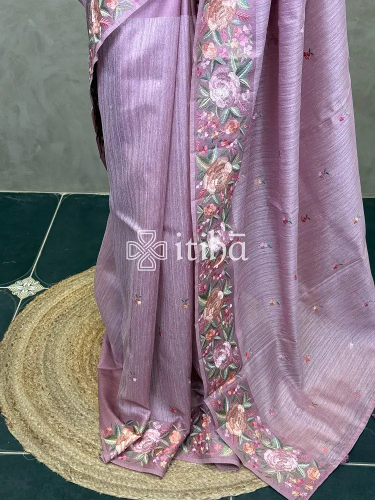 SEMI TUSSAR EMBROIDERY SAREE