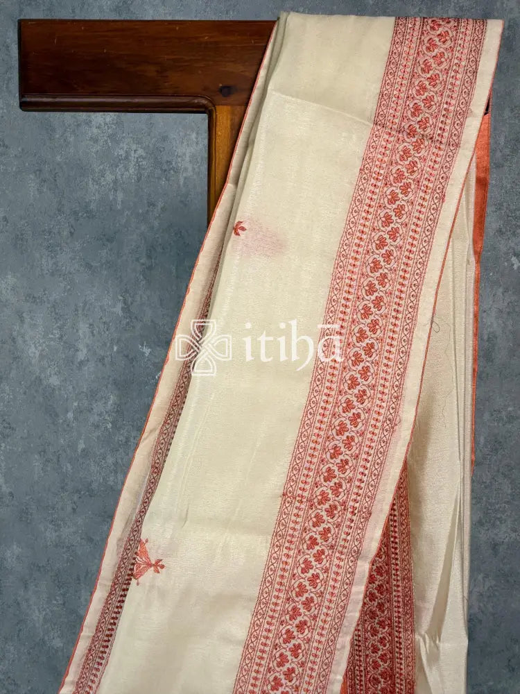 SEMI TUSSAR EMBROIDERY SAREE