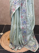 SEMI TUSSAR EMBROIDERY SAREE