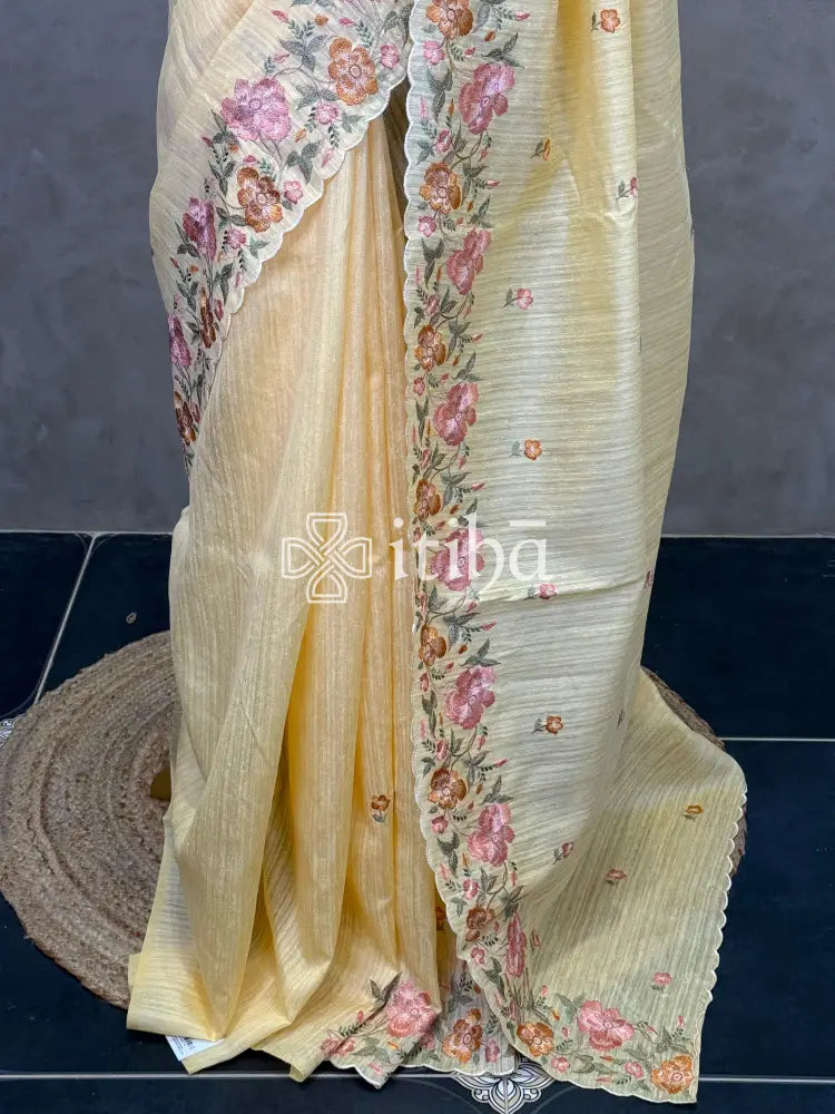 SEMI TUSSAR EMBROIDERY SAREE