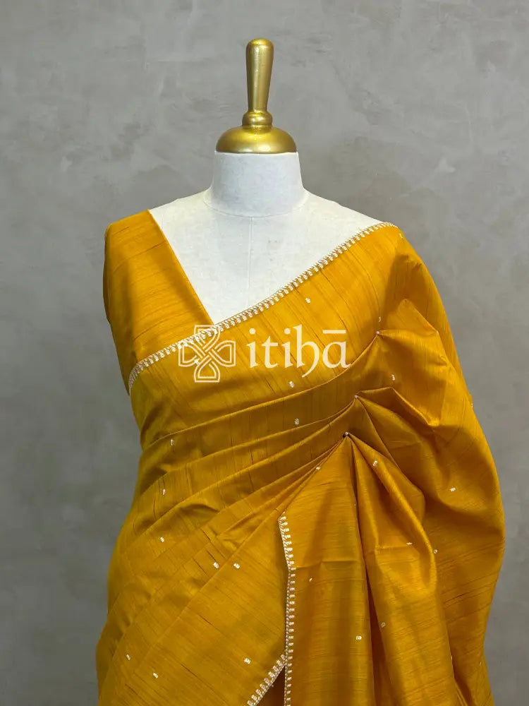 SEMI TUSSAR EMBROIDERY SAREE