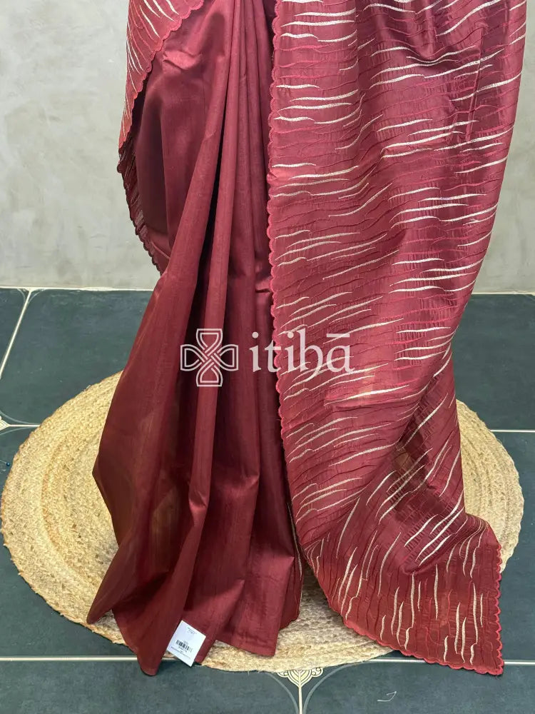 SEMI TUSSAR EMBROIDERY SAREE