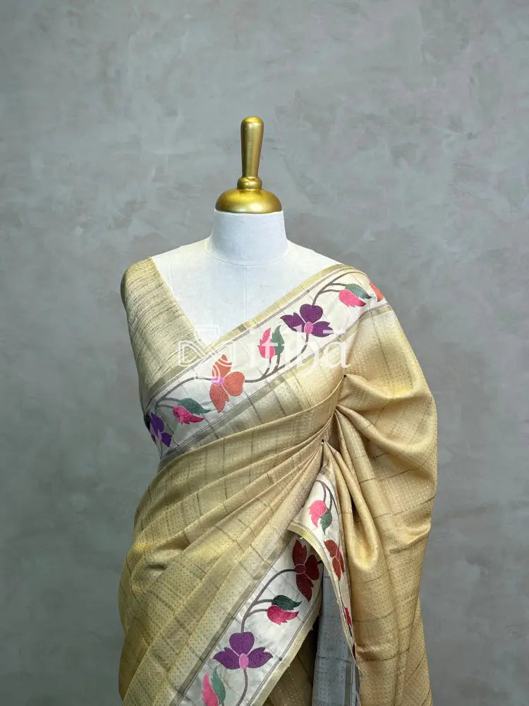 SEMI TUSSAR EMBROIDERY SAREE