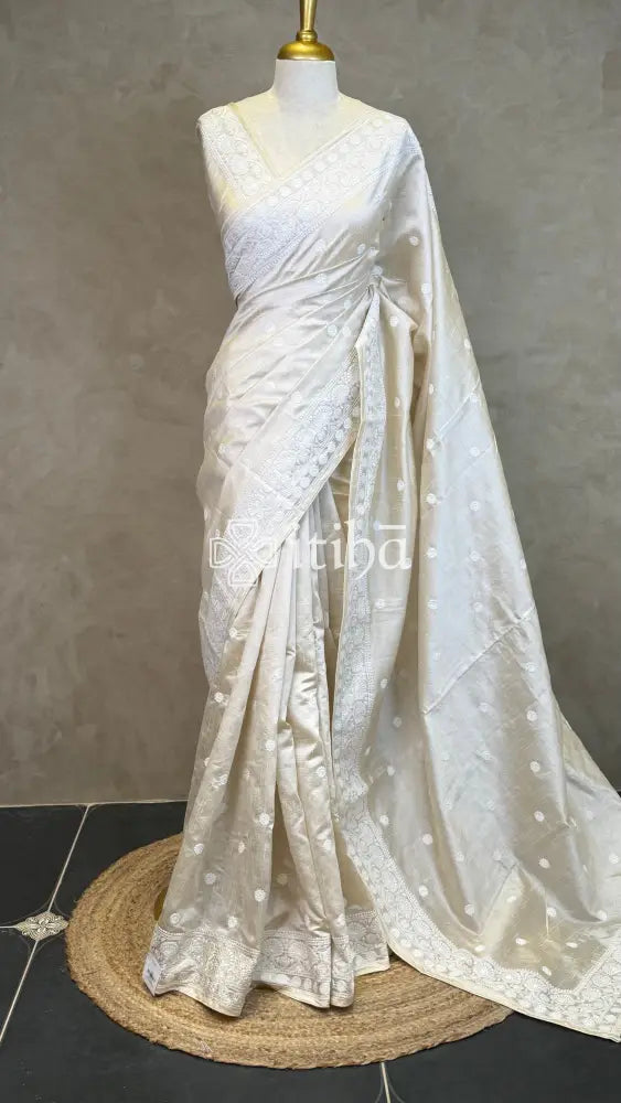 SEMI TUSSAR EMBROIDERY SAREE