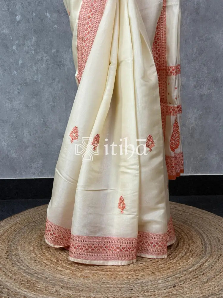 SEMI TUSSAR EMBROIDERY SAREE