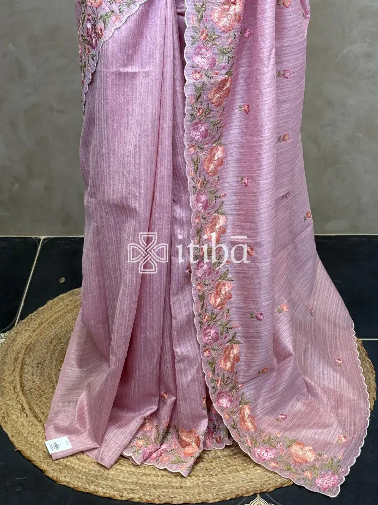 SEMI TUSSAR EMBROIDERY SAREE