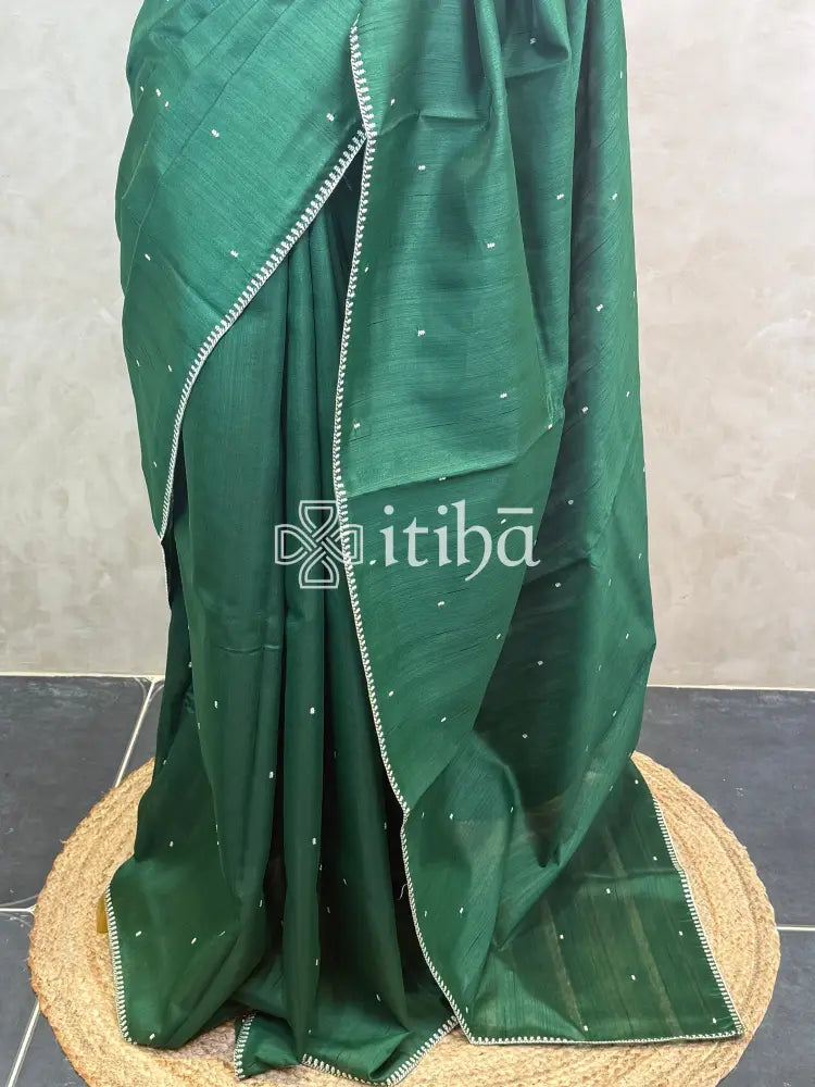 SEMI TUSSAR EMBROIDERY SAREE