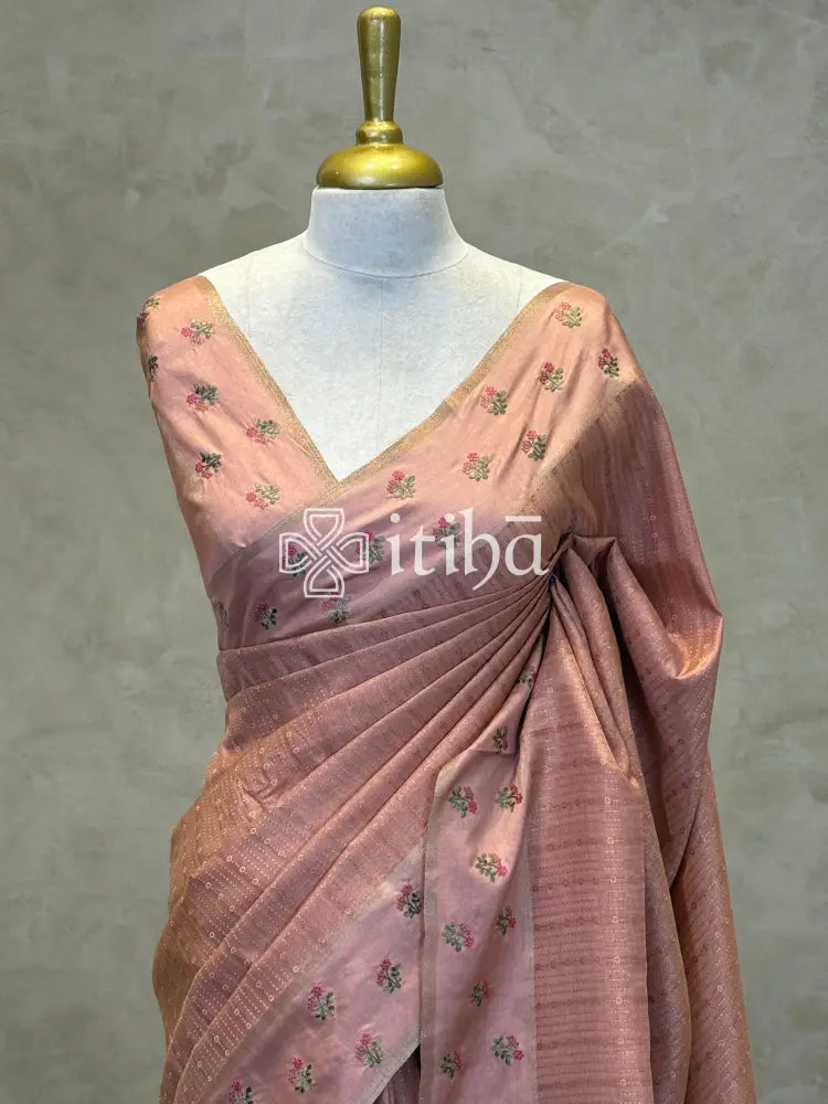 SEMI TUSSAR EMBROIDERY SAREE