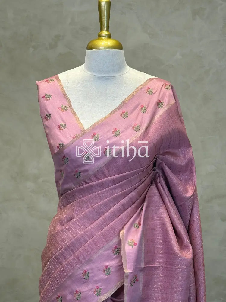 SEMI TUSSAR EMBROIDERY SAREE