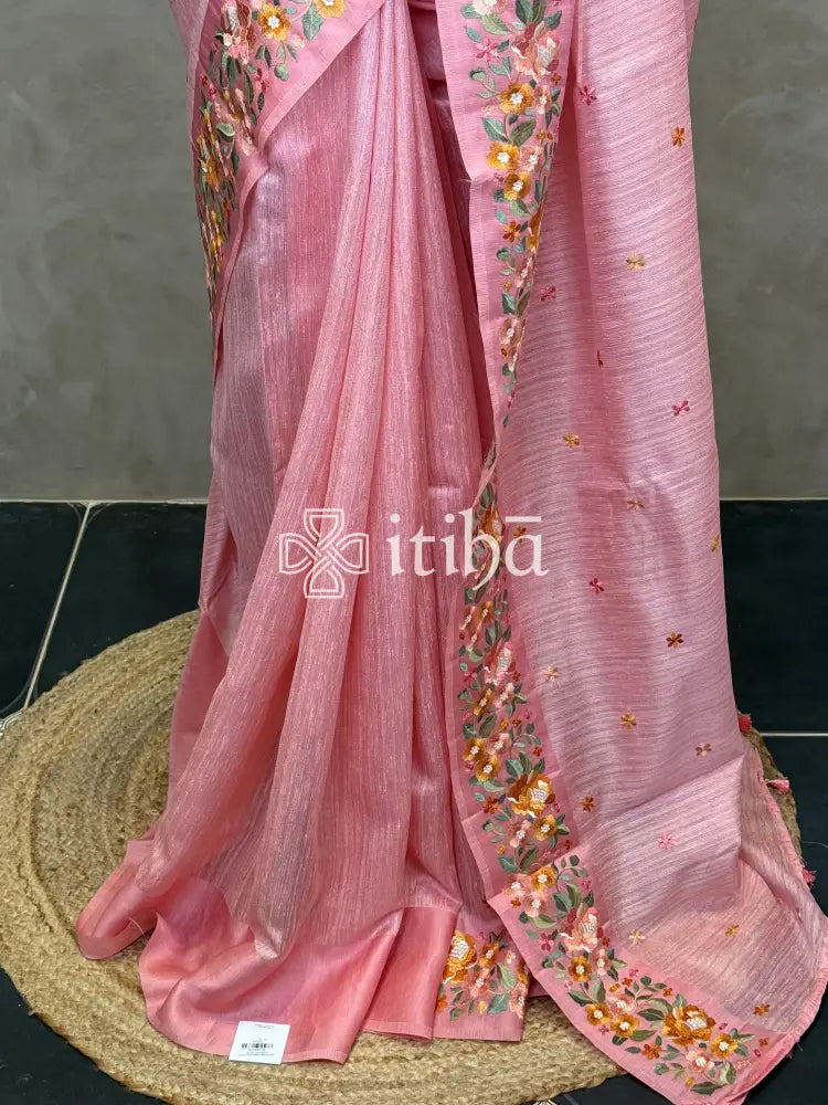 SEMI TUSSAR EMBROIDERY SAREE