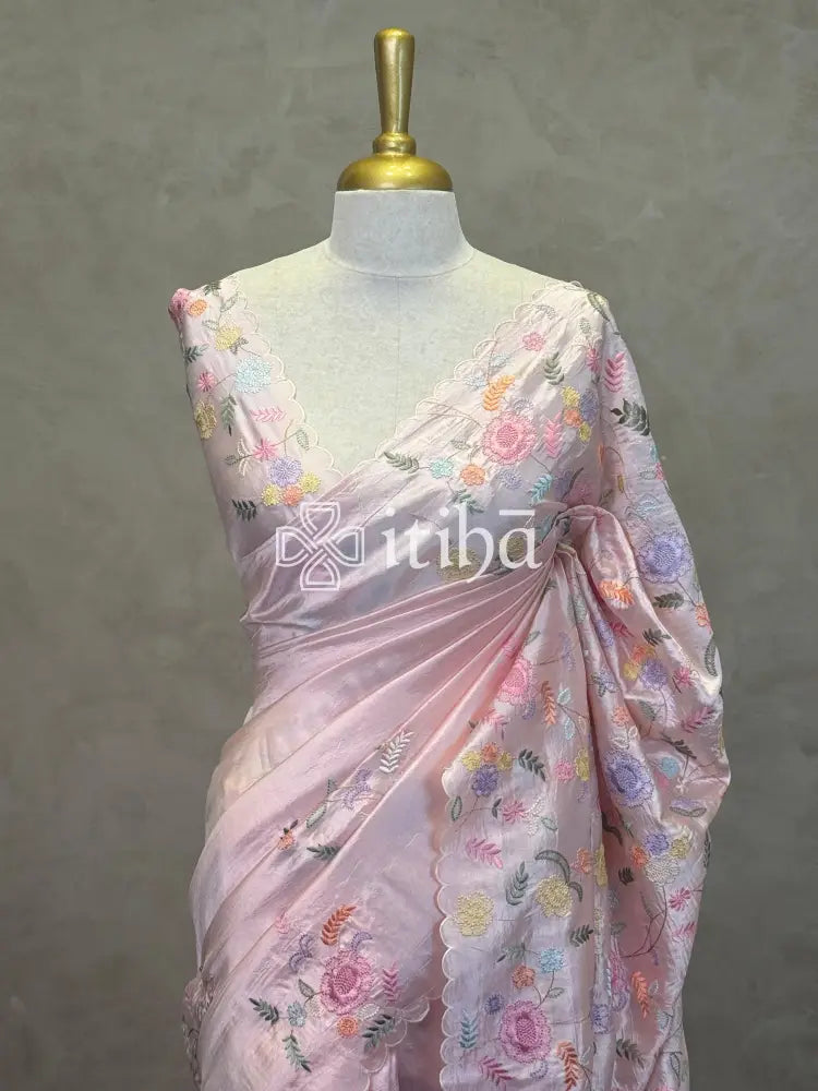 SEMI TUSSAR EMBROIDERY SAREE