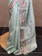 SEMI TUSSAR EMBROIDERY SAREE
