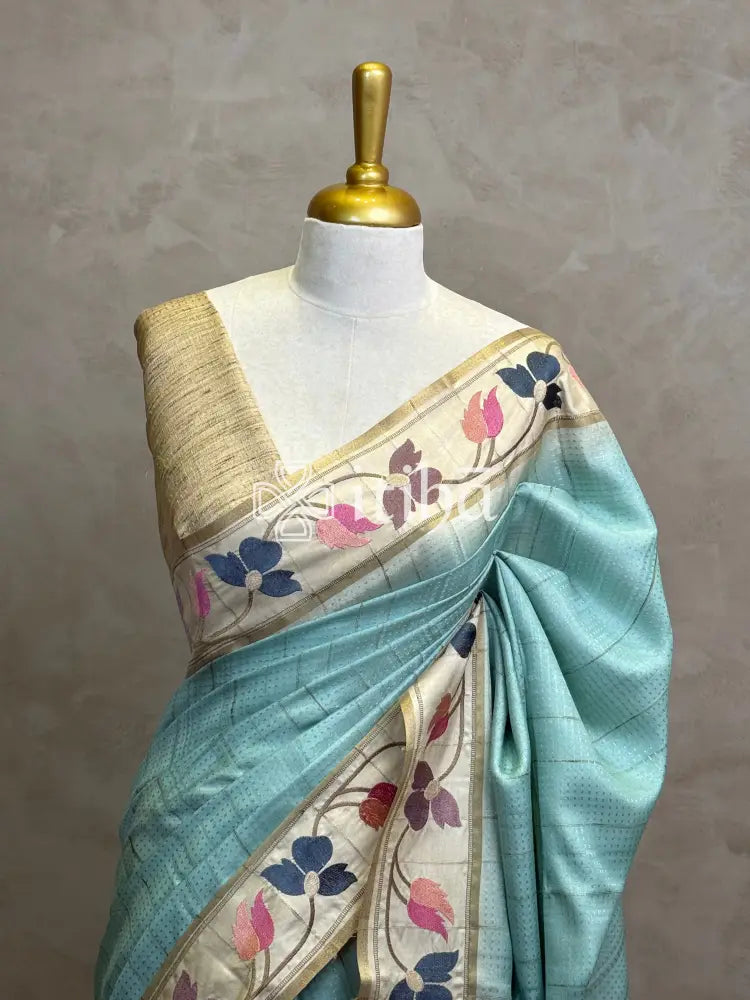 SEMI TUSSAR EMBROIDERY SAREE