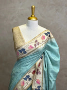 SEMI TUSSAR EMBROIDERY SAREE