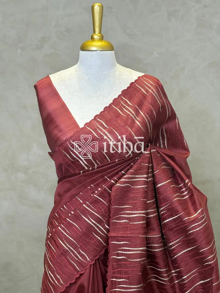 SEMI TUSSAR EMBROIDERY SAREE