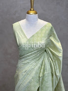 SEMI TUSSAR EMBROIDERY SAREE - LIGHT GREEN