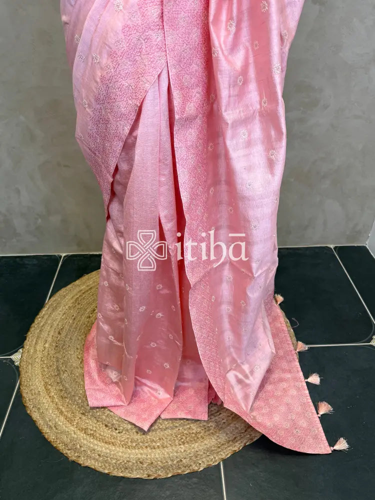 SEMI TUSSAR EMBROIDERY SAREE