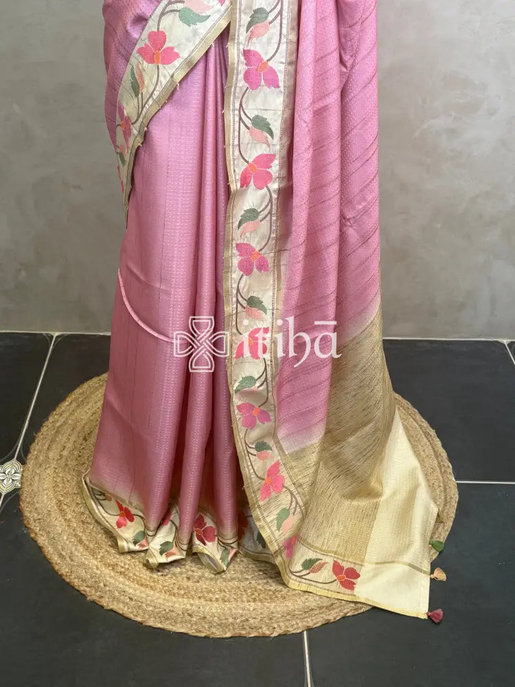 SEMI TUSSAR EMBROIDERY SAREE