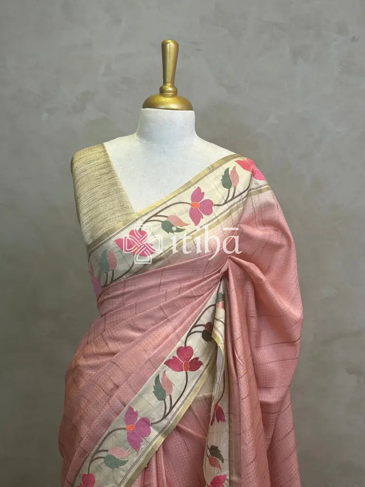 SEMI TUSSAR EMBROIDERY SAREE