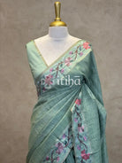 SEMI TUSSAR EMBROIDERY SAREE