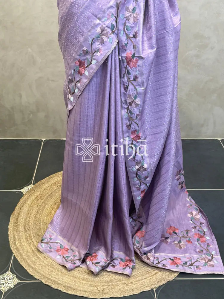 SEMI TUSSAR EMBROIDERY SAREE