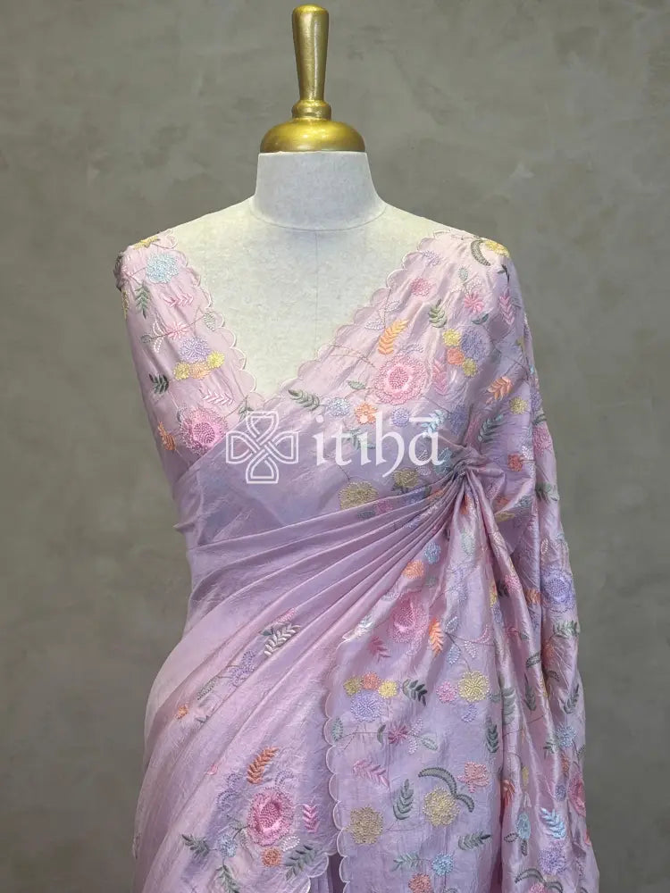 SEMI TUSSAR EMBROIDERY SAREE