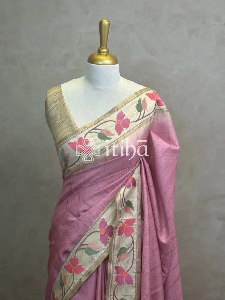 SEMI TUSSAR EMBROIDERY SAREE