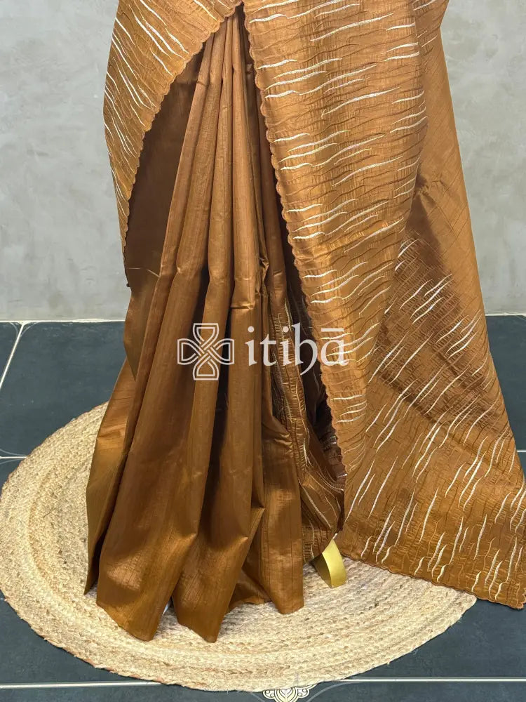 SEMI TUSSAR EMBROIDERY SAREE