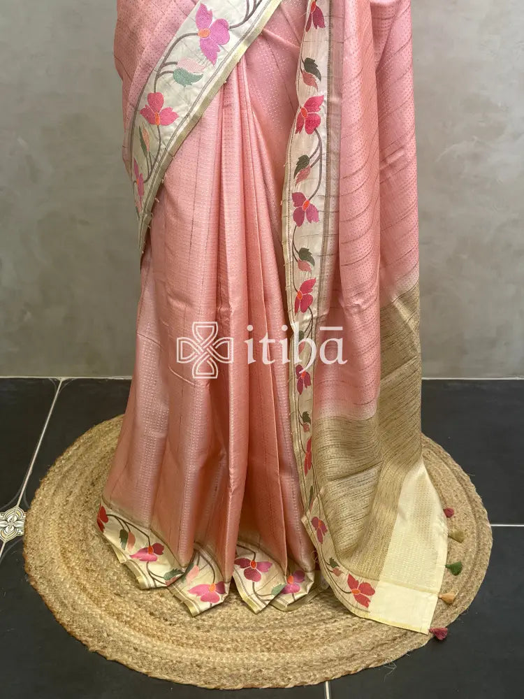 SEMI TUSSAR EMBROIDERY SAREE