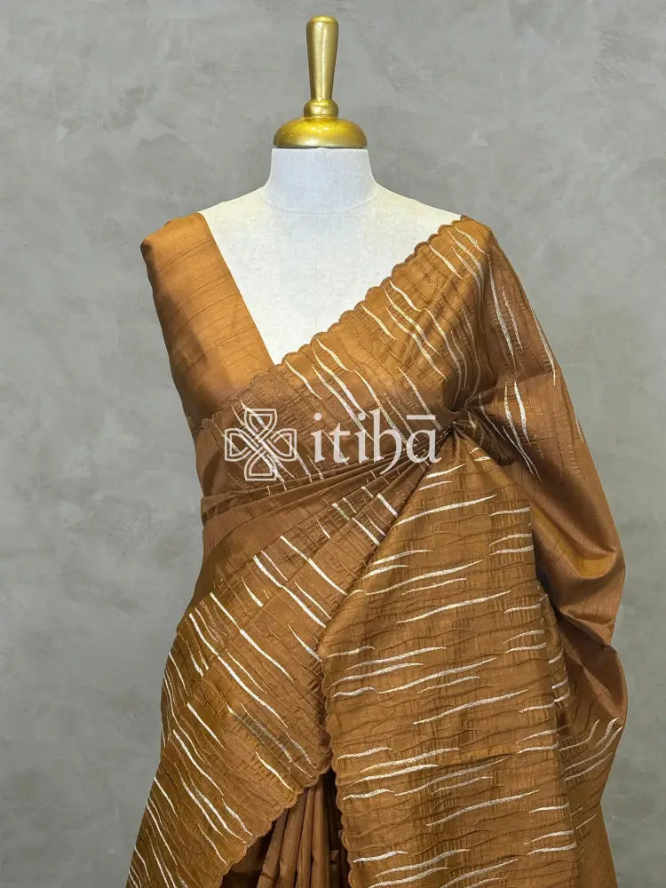 SEMI TUSSAR EMBROIDERY SAREE