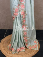 SEMI TUSSAR EMBROIDERY SAREE