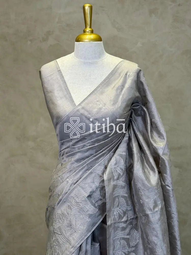 SEMI TUSSAR EMBROIDERY SAREE
