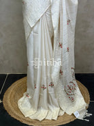 SEMI TUSSAR EMBROIDERY SAREE