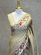 SEMI TUSSAR EMBROIDERY SAREE