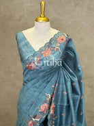 SEMI TUSSAR EMBROIDERY SAREE