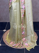 SEMI TUSSAR EMBROIDERY SAREE
