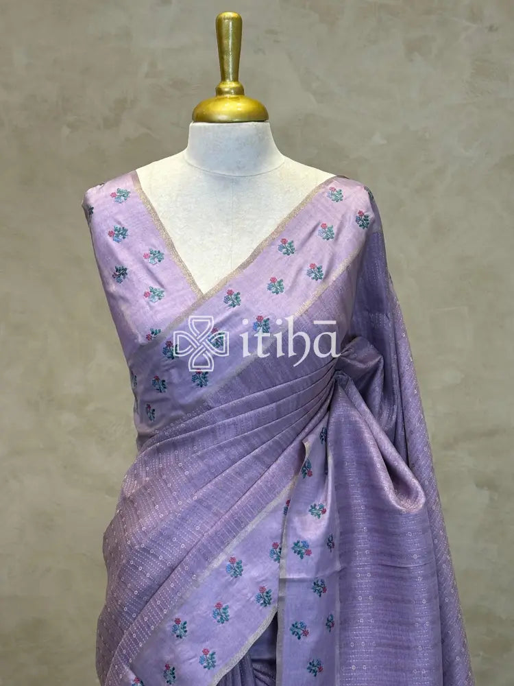 SEMI TUSSAR EMBROIDERY SAREE