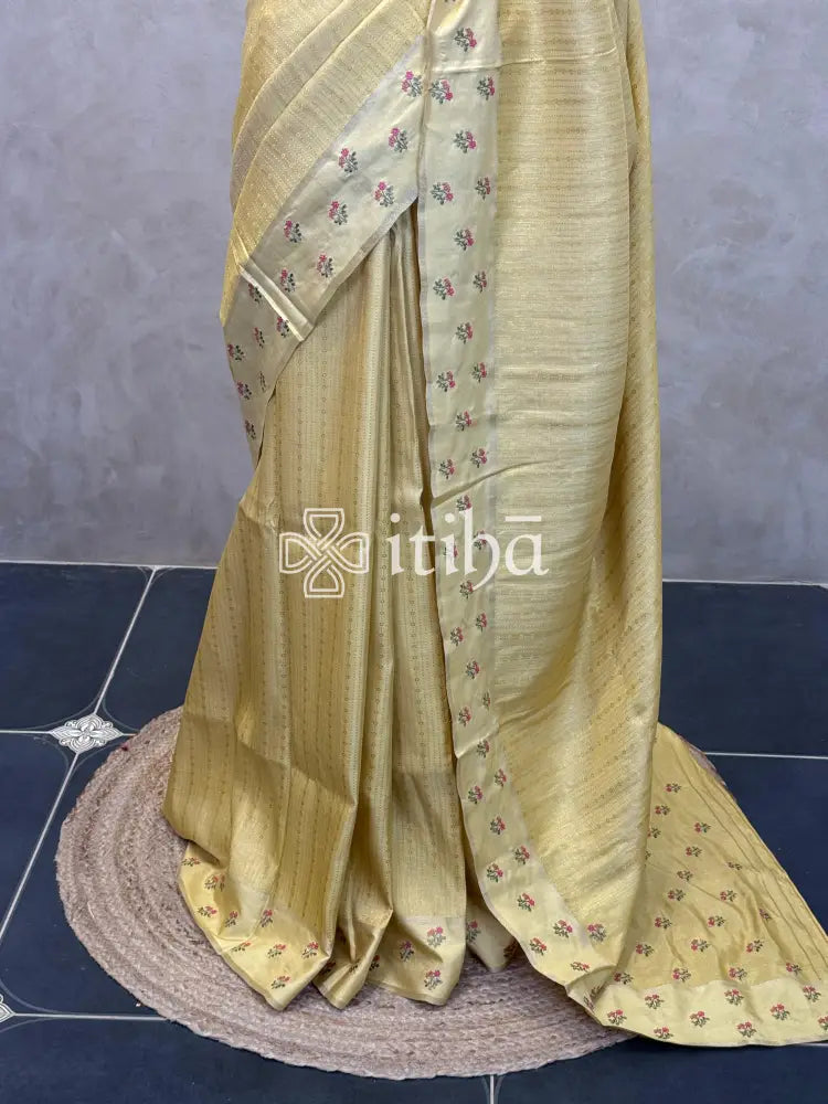 SEMI TUSSAR EMBROIDERY SAREE