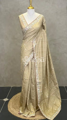 SEMI TUSSAR EMBROIDERY SAREE - Beige