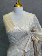 SEMI TUSSAR EMBROIDERY SAREE - Beige