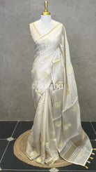 SEMI TUSSAR EMBROIDERY SAREE - GREENISH YELLOW